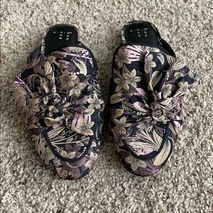 Purple floral mules